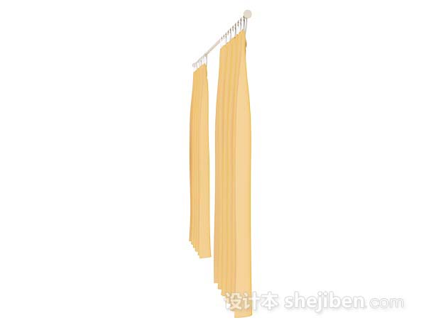 设计本橙黄色简单家居窗帘3d模型下载