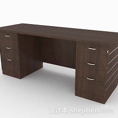 简约深棕色木质书桌3d模型下载