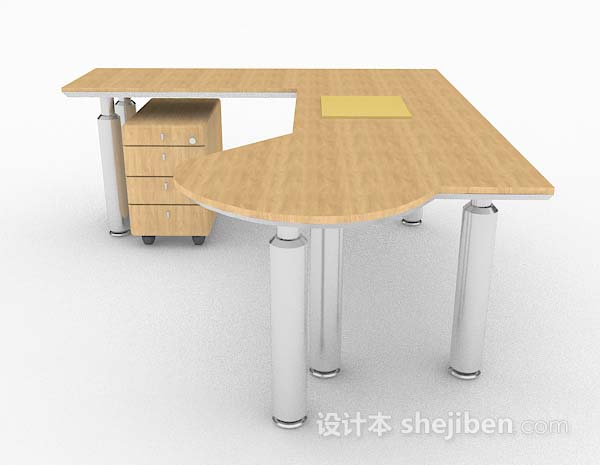 现代风格现代简约黄色办公桌3d模型下载