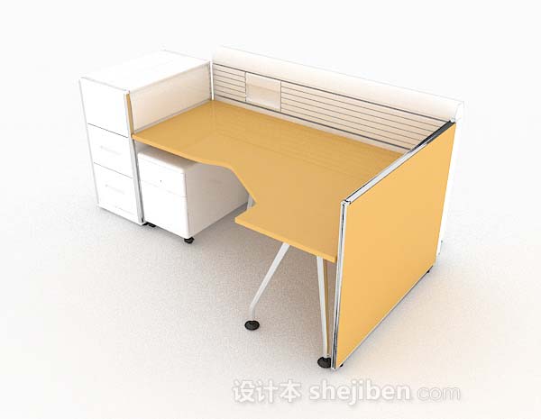 现代风格现代简约黄色办公桌椅3d模型下载
