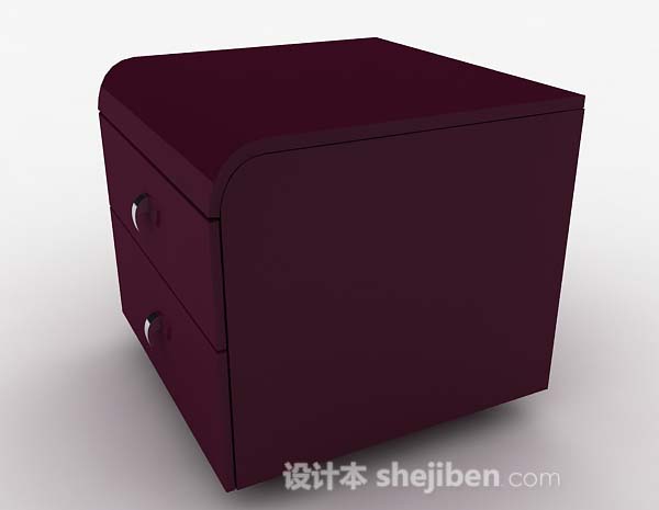 设计本紫色大气床头柜3d模型下载