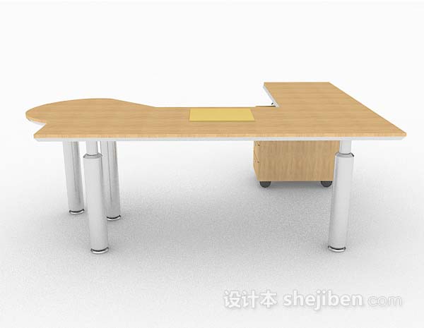 免费现代简约黄色办公桌3d模型下载