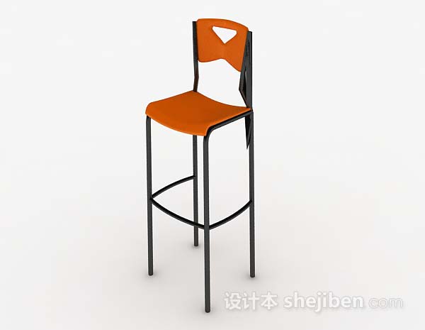 现代风格现代休闲橙色吧台椅3d模型下载