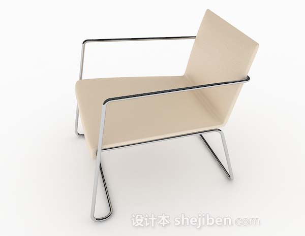 免费现代简约浅黄色休闲椅子3d模型下载