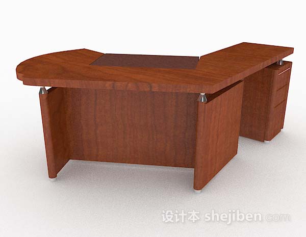 设计本简单棕色木质办公桌3d模型下载
