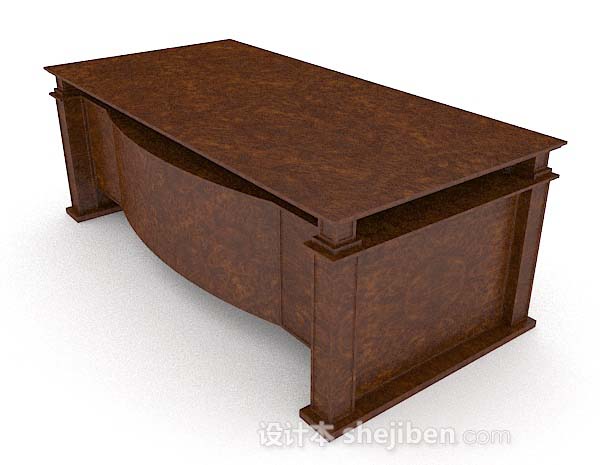 现代风格深棕色大气书桌3d模型下载