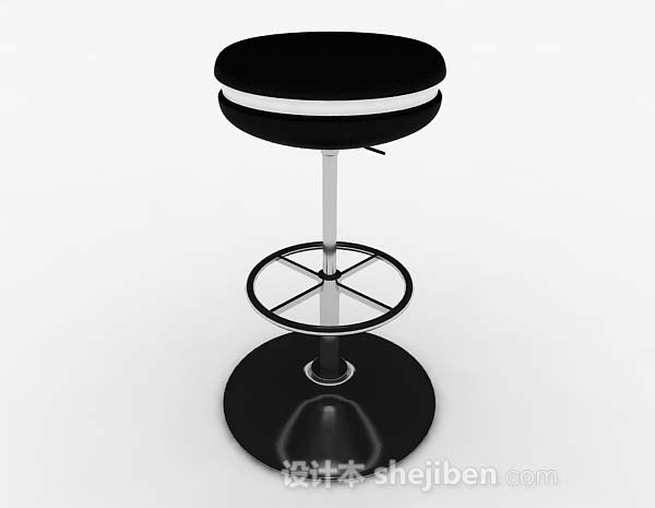 现代风格圆形黑色休闲高凳子3d模型下载