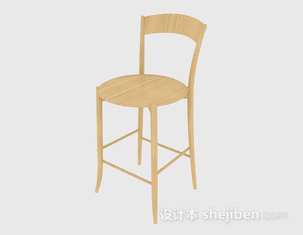 免费黄色家居木质椅子3d模型下载
