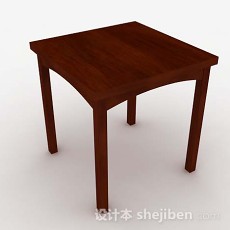 方形棕色木质餐桌3d模型下载