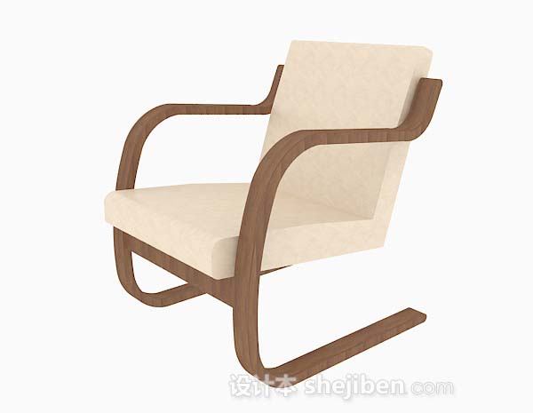 现代风格家居简单木质休闲椅子3d模型下载