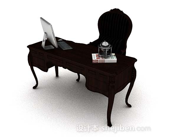 欧式风格欧式书桌椅3d模型下载