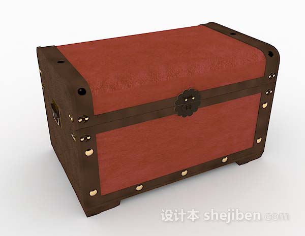 红棕色箱子3d模型下载
