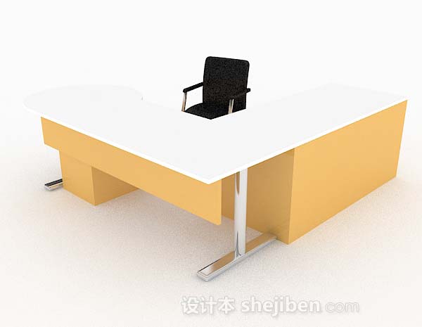 设计本简约木质办公桌椅3d模型下载