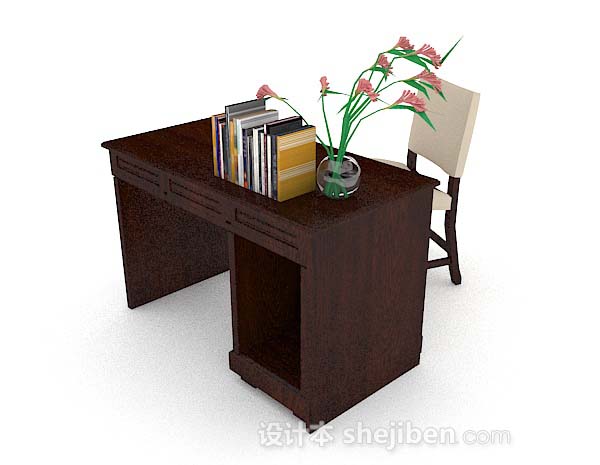 现代风格木质书桌椅3d模型下载