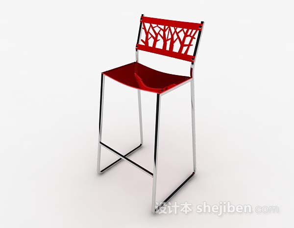 现代个性红色高脚椅子3d模型下载