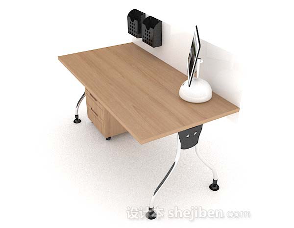 免费简约木质浅棕色书桌3d模型下载