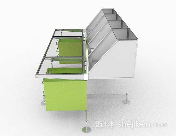 免费现代个性绿色玻璃办公桌3d模型下载