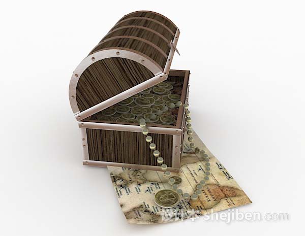 设计本复古钱币木箱3d模型下载