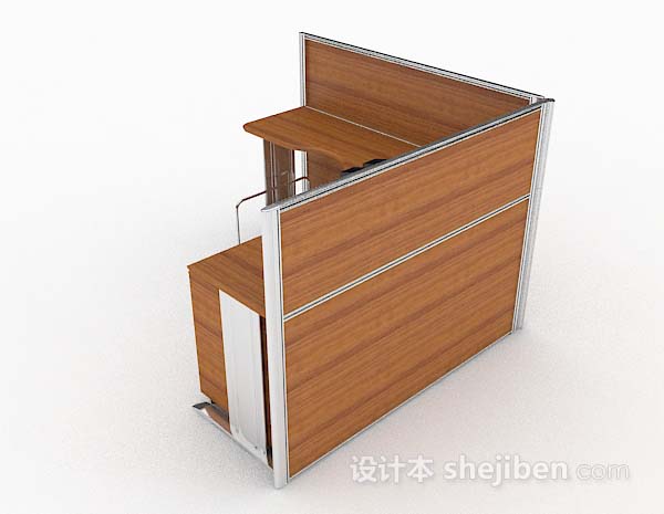 现代风格现代木质简单办公桌3d模型下载