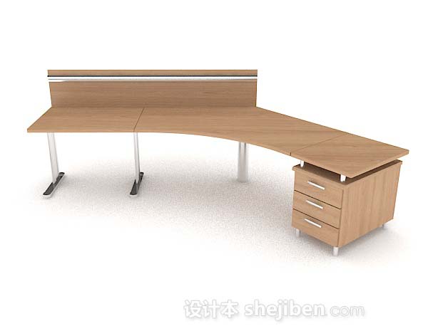 现代风格黄色木质办公桌3d模型下载