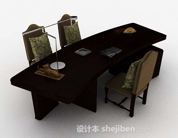 高档办公桌椅组合3d模型下载