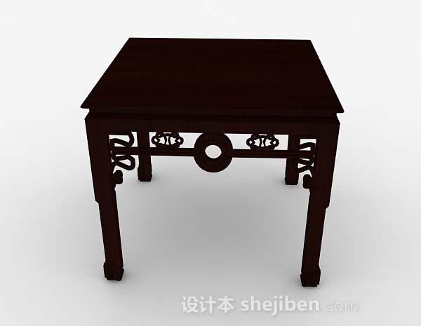设计本中式棕色方形桌3d模型下载