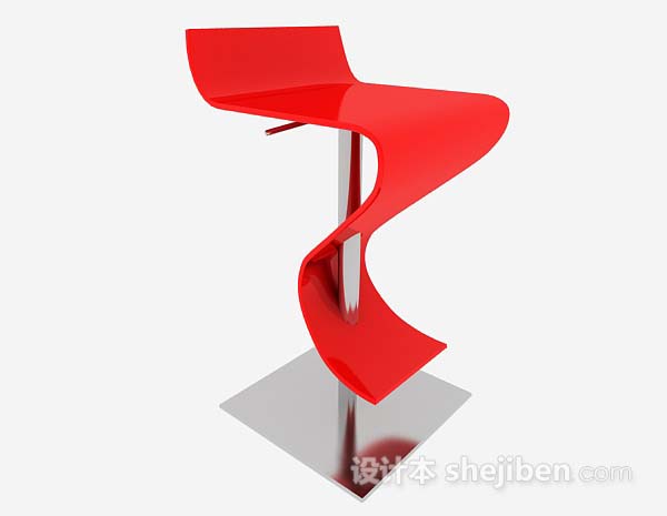 免费个性简约红色吧台椅3d模型下载