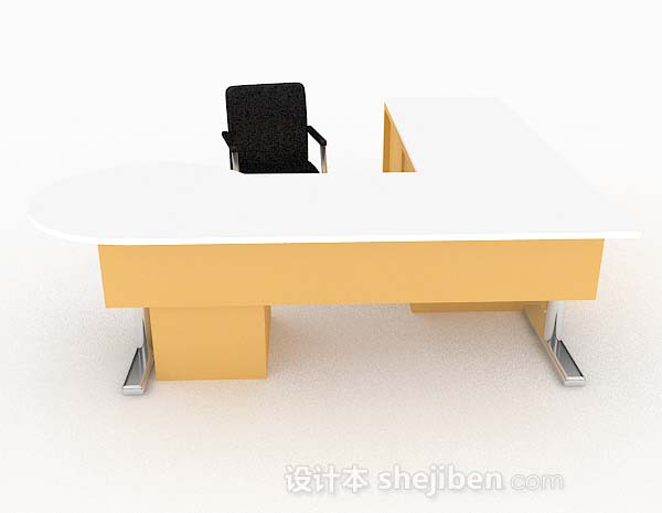 免费简约木质办公桌椅3d模型下载