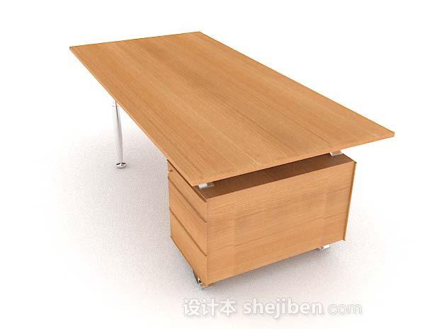 设计本现代黄色木质办公桌3d模型下载
