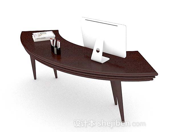 现代风格简约木质弧形办公桌3d模型下载