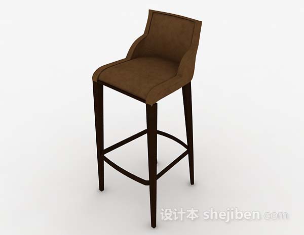 现代风格木质棕色吧台椅3d模型下载