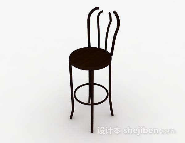 现代风格木质棕色休闲椅子3d模型下载