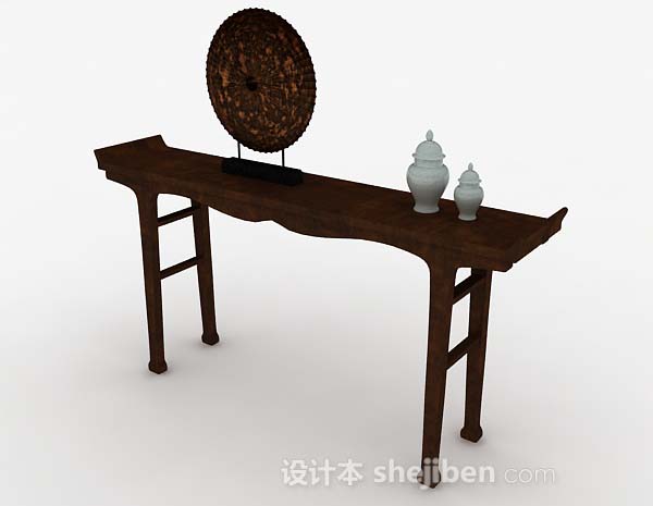 免费中式棕色木质摆桌3d模型下载
