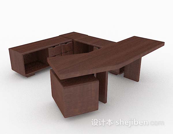 简单木质办公桌3d模型下载