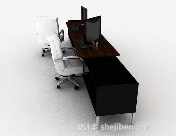 设计本现代木质办公桌椅3d模型下载