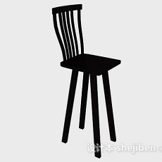 黑色木质家居椅子3d模型下载
