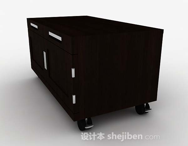 现代风格简约棕色木质储物柜3d模型下载