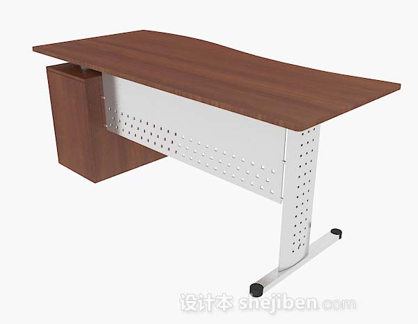 现代风格简单棕色木质书桌3d模型下载