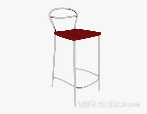现代风格简约红色高脚椅3d模型下载