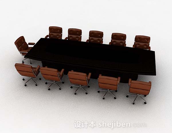 免费现代高档会议桌椅3d模型下载