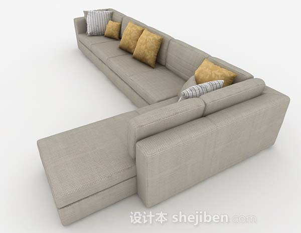 设计本现代家居灰色多人沙发3d模型下载