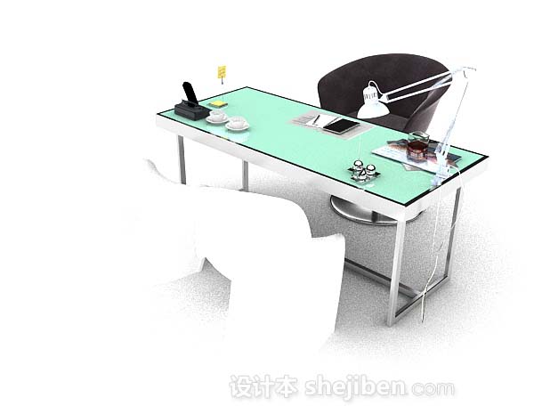 现代风格现代简单办公桌椅组合3d模型下载