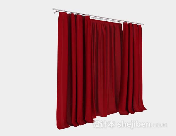 现代风格家居红色简单窗帘3d模型下载
