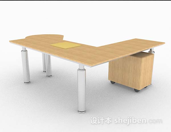 设计本现代简约黄色办公桌3d模型下载