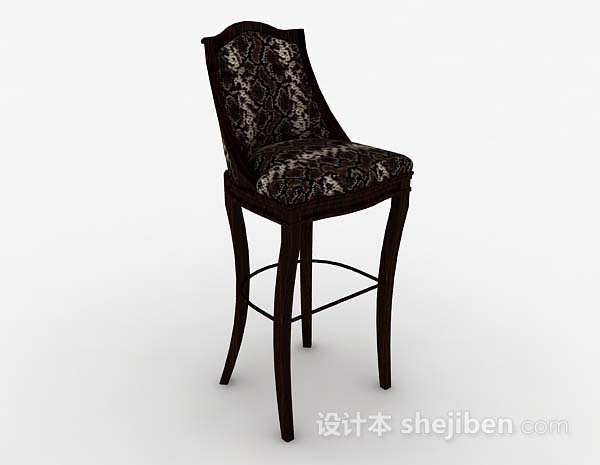 个性棕色木质高脚椅3d模型下载