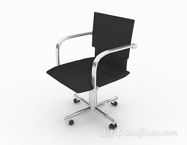 现代风格轮滑式黑色办公椅3d模型下载