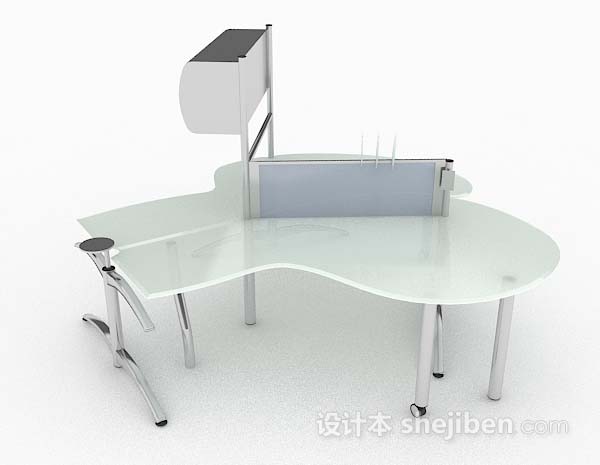 现代简约绿色办公桌3d模型下载