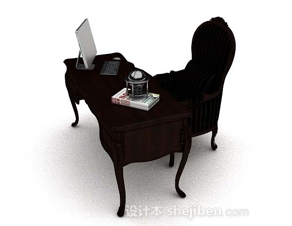 免费欧式书桌椅3d模型下载