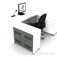 黑白办公桌椅3d模型下载