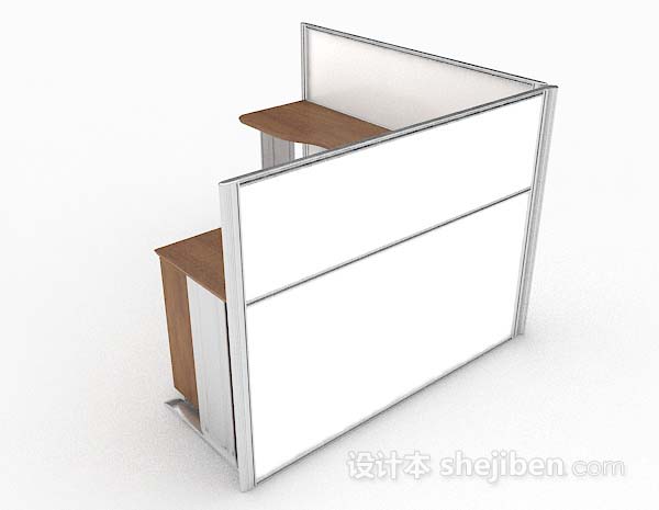 现代风格现代简约棕色办公桌3d模型下载
